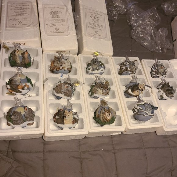 Vintage Bradford Edition Wolf Christmas Ornaments 1999 Eyes of the Wild - Picture 8 of 16